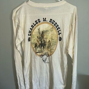 VTG Long Sleeve T-Shirt Made USA Size XL Long Handle Brand - Charles M Russell